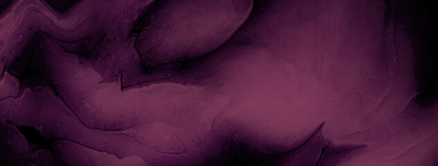 Abstract fluid art background dark purple and black colors. Acrylic painting
