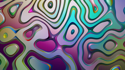 Abstract Multi Color reflective wavy metal pattern gradient background. Fantasy Synth Chromatic Multicolor Illustration