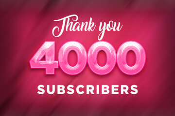 4000 subscribers celebration greeting banner with Pink Design