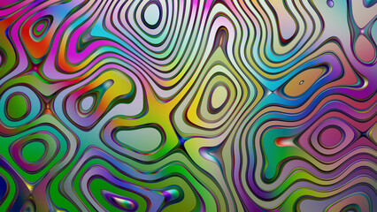 Abstract Multi Color reflective wavy metal pattern gradient background. Fantasy Synth Chromatic Multicolor Illustration