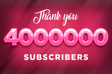 4000000 subscribers celebration greeting banner with Pink Design