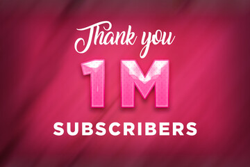 1 Millionillion subscribers celebration greeting banner with Pink Design