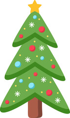 Christmas light on tree flat icon Coniferous forest