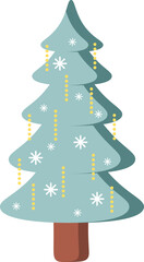 Christmas light on white tree flat icon Coniferous forest