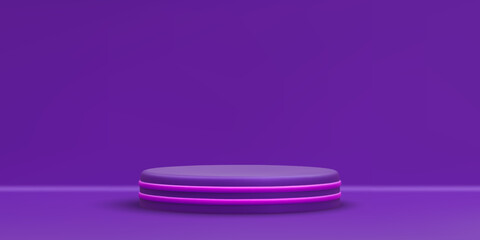 3d realistic round podium. Scene and platform on light background. Design pedestal for award and winner. Vector illustration