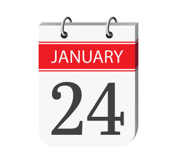 24 january calendar page. 3d one day calendar date appointment, event reminder illustration.