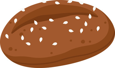 Black bread with seeds flat icon Bakery Fragrant dish