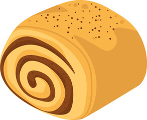 Cinnabons fragrant bun flat icon Bakery