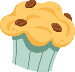 Muffin with chocolate pieces flat icon Bakery