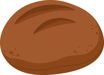 Fragrant round black bread flat icon Bakery