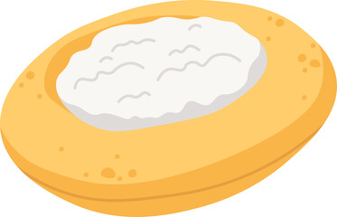Bun with homemade cheese flat icon Bakery