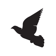 Obraz premium Flying bird silhouette vector isolated on white. Dove or pigeon in flight.