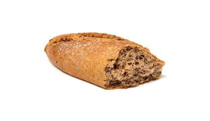 Whole grain bread on white background