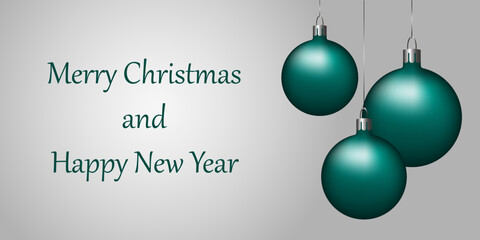Vector Christmas card with Christmas green balls. Vector Illustration.