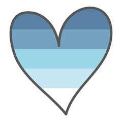 Blue shade color heart doodle love Valentine decoration