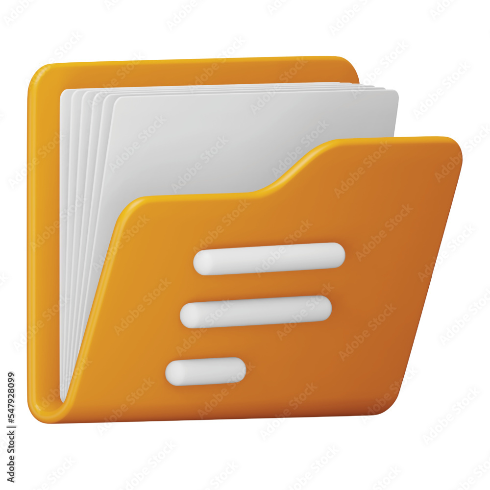 Poster documents folder 3d rendering isometric icon.