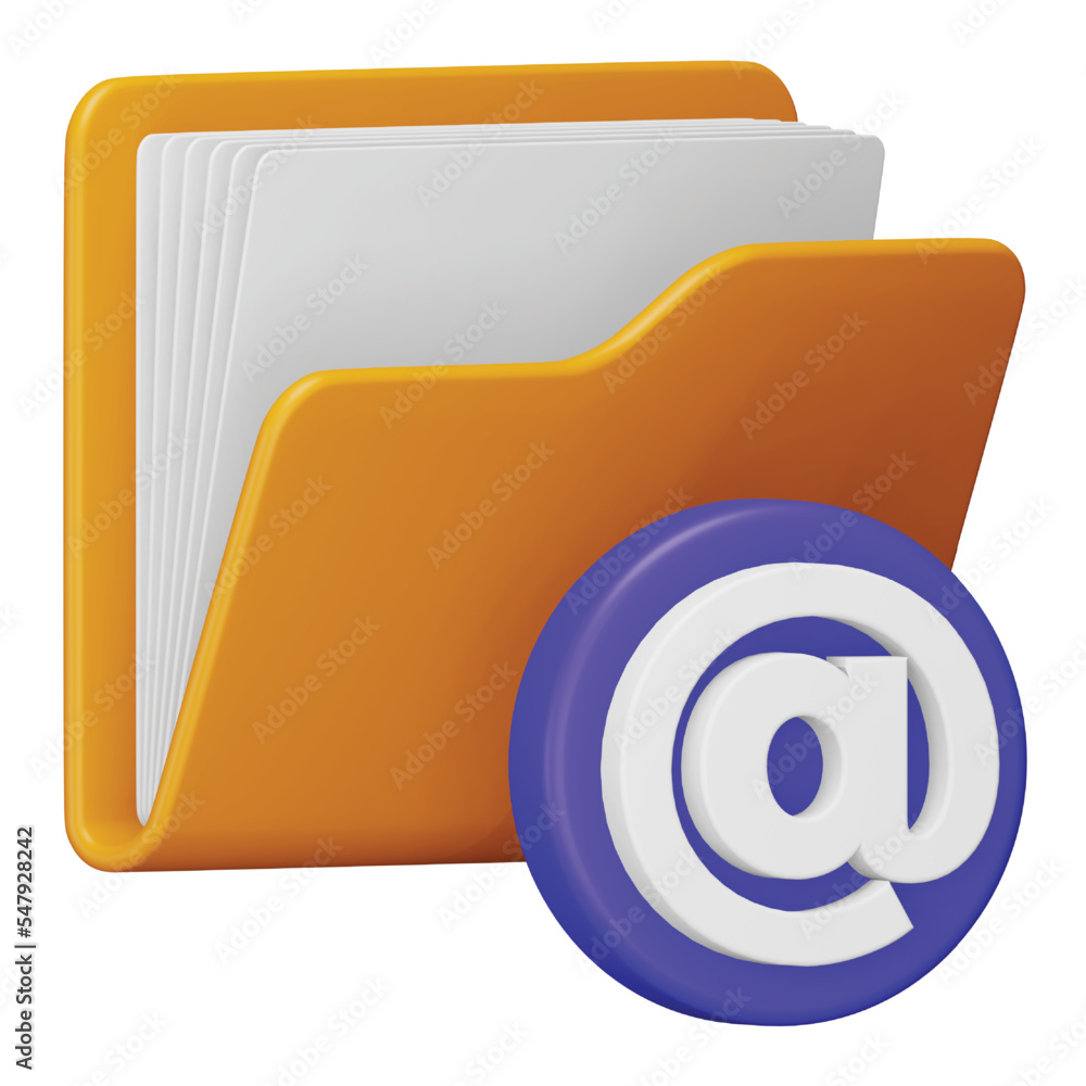 Aufkleber email folder 3d rendering isometric icon.