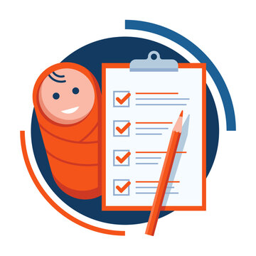 Children Program Icon - Little Baby With Checklist