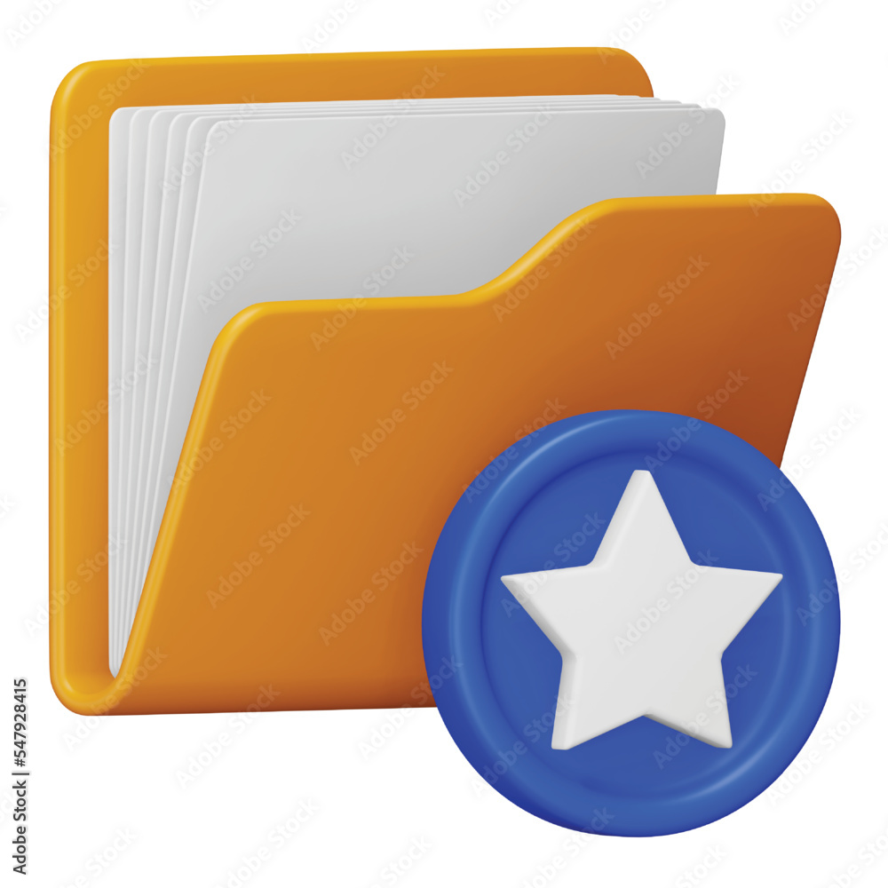 Poster favorite folder 3d rendering isometric icon.