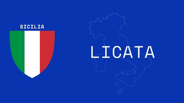Licata: Illustration mit dem Ortsnamen der italienischen Stadt Licata in der Region Sicilia