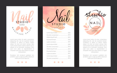 Manicure and Nail Studio Design with Logo Creative Vector Template