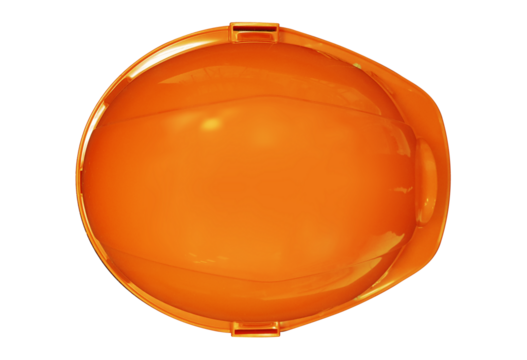 Orange safety, engineer or construction helmet isolated. Working hard hat. Top view.png