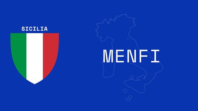 Menfi: Illustration mit dem Ortsnamen der italienischen Stadt Menfi in der Region Sicilia