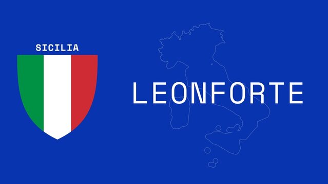 Leonforte: Illustration mit dem Ortsnamen der italienischen Stadt Leonforte in der Region Sicilia