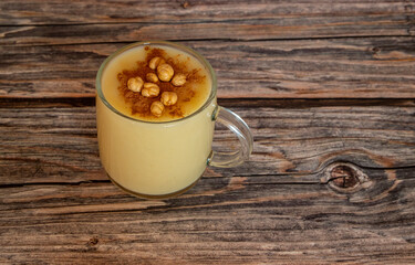 Boza or Bosa, traditional Turkish drink with roasted chickpea