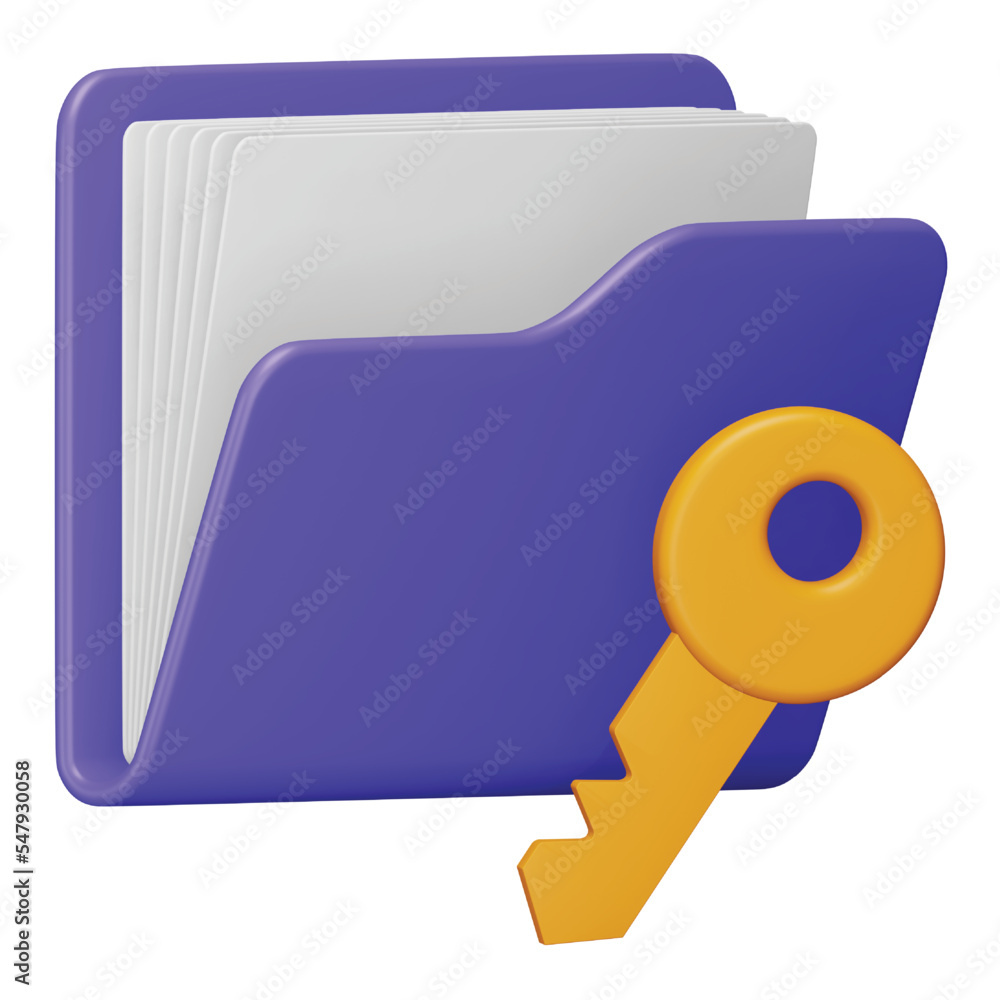 Aufkleber key folder 3d rendering isometric icon.