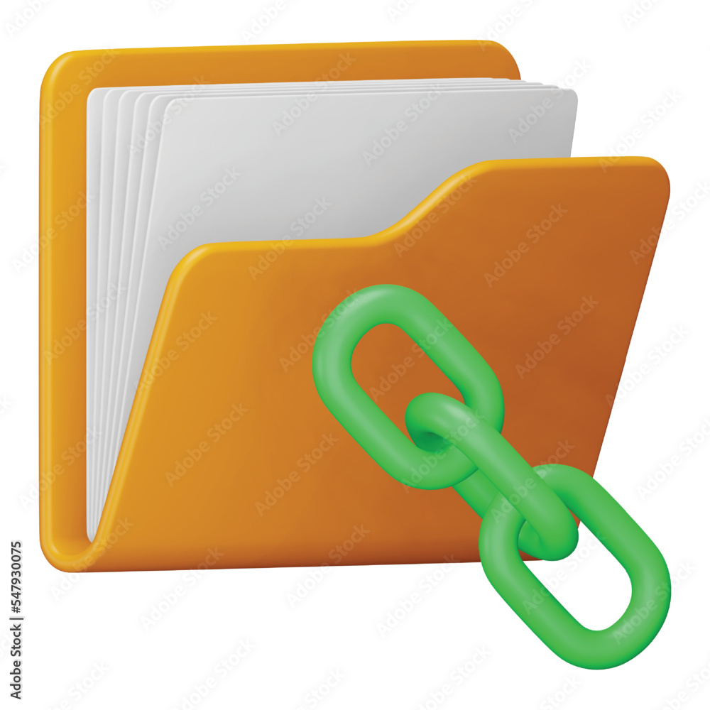 Poster link folder 3d rendering isometric icon.