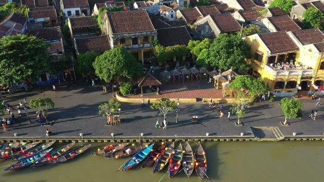 AERIAL VIEW OF PERHAPS THE MOST VISITED ATTRACTION IN WORLD HERITAGE LISTED HOI AN, VIETNAM
