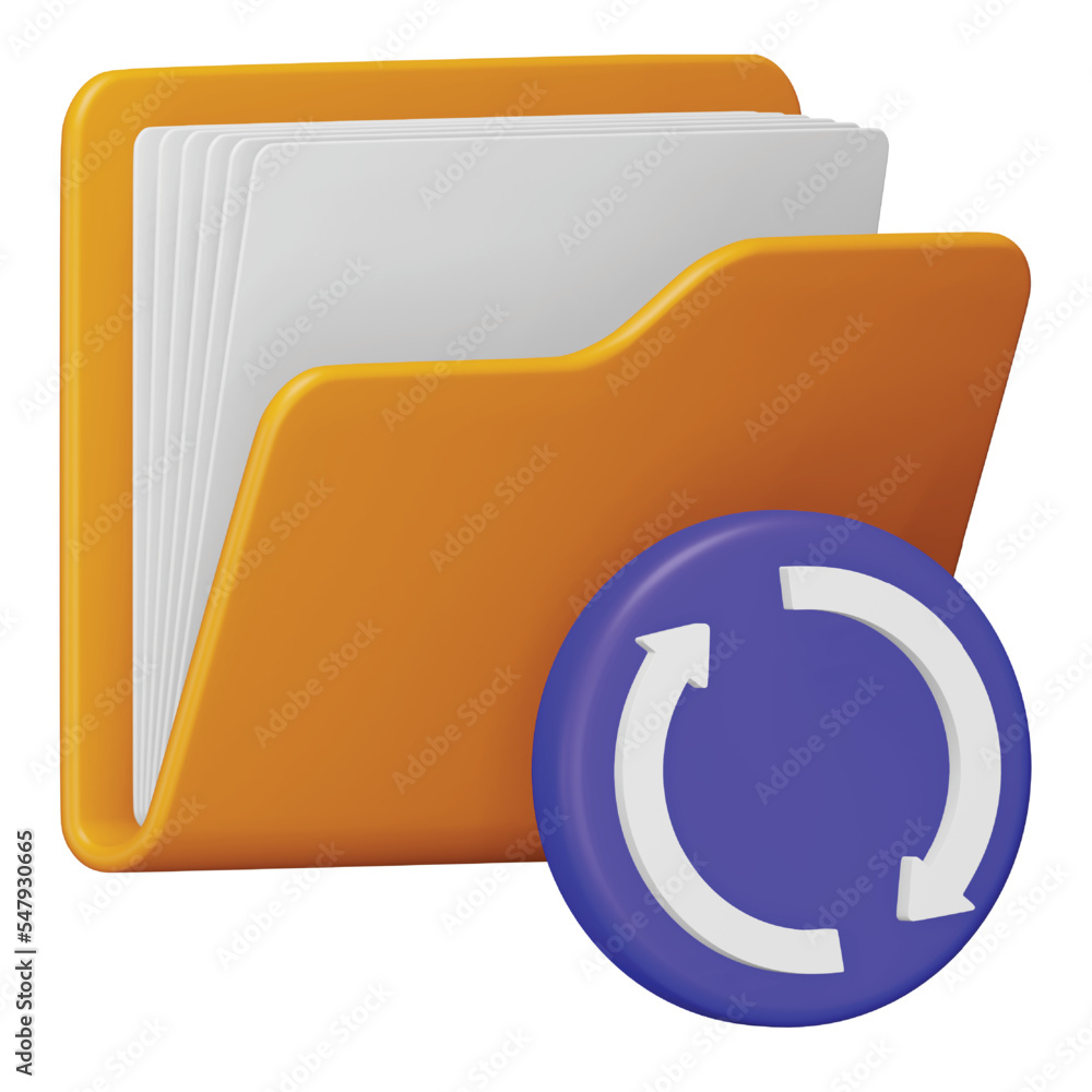 Poster sync folder 3d rendering isometric icon.