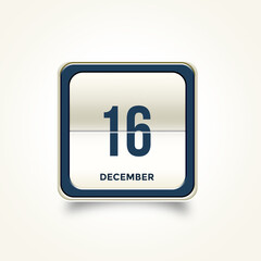 December 16. Button with text 3 November. Table calendar in 3D illustration style.