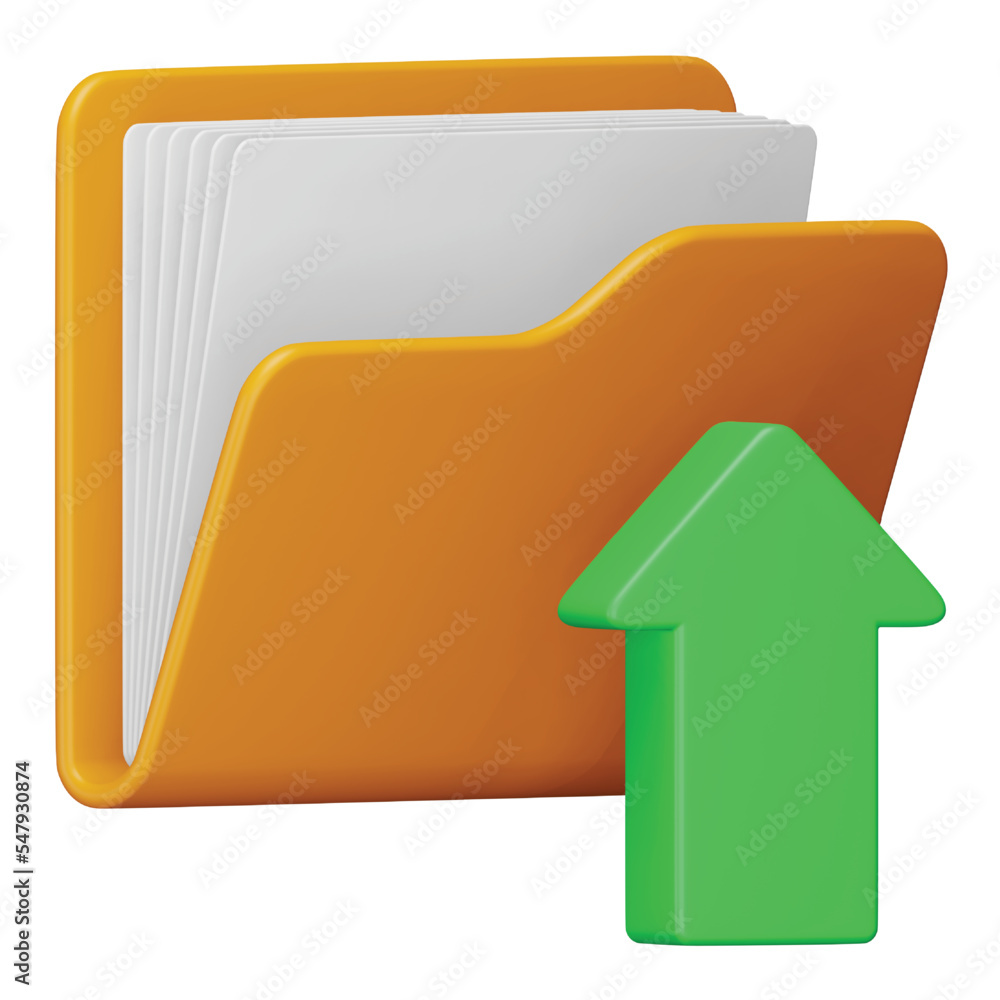 Poster upload folder 3d rendering isometric icon.