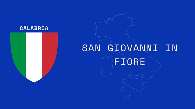 San Giovanni in Fiore: Illustration mit dem Ortsnamen der italienischen Stadt San Giovanni in Fiore in der Region Calabria