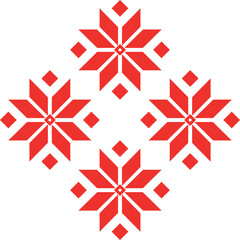 Embroidered Belarusian national pattern. Red stylized folk Slavic patterns. Vector illustration - obrazy, fototapety, plakaty