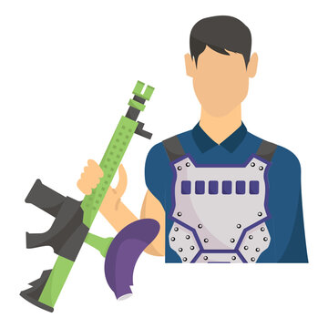 Mid-players or Sniper vector flat icon design, Shooting sport symbol, extreme sports Sign, skeet shooting and trapshooting stock illustration, Scenario paintball Officers Concept