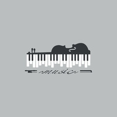 Piano keys and violin logo design. Piano and violin icon design. 