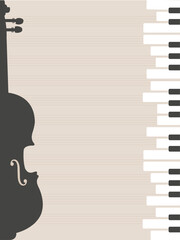 Piano keys and violin logo design. Piano and violin icon design. Musical design.