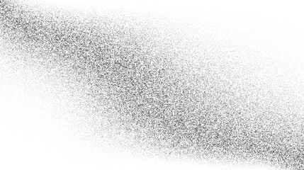 Grainy sand texture. Wavy stippled gradient background. Grunge noise dotwork wallpaper. Black dots, speckles, particles or granules. Vector monochrome 