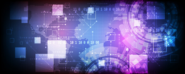 communication network technology world map abstract background