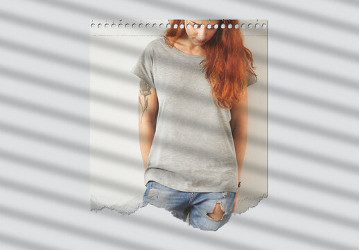Note Style Paper Template With Torn Effect Mockup