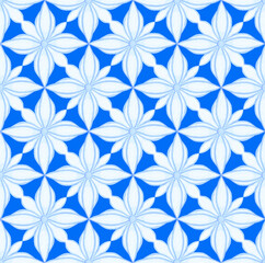 Majolica seamless pattern. Sicilian hand drawn blue ornament. Traditional blue and white ceramic tiles. Portuguese traditional azulejo pattern. Moroccan style..