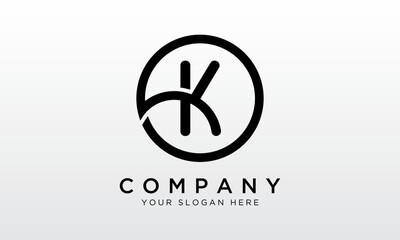 Initial Letter K Logo With Circle Shape. Modern Unique Creative K Logo Design Vector Template.