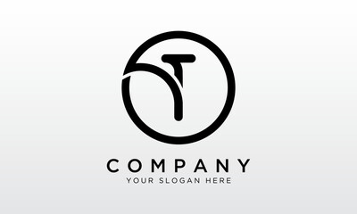 Initial Letter T Logo With Circle Shape. Modern Unique Creative T Logo Design Vector Template.