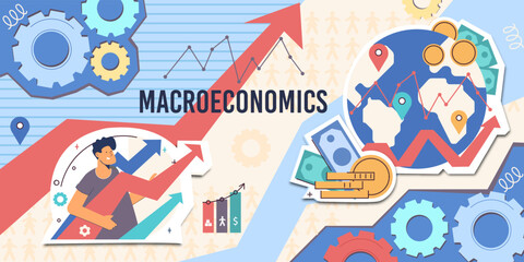 Naklejka premium Macroeconomics Flat Collage