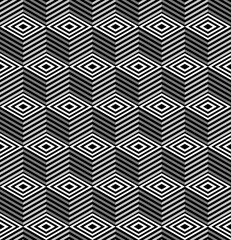 Striped cubes seamless pattern vector. Op art vector illustration.
