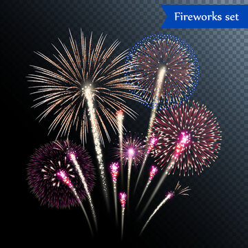Set of isolated vector fireworks
