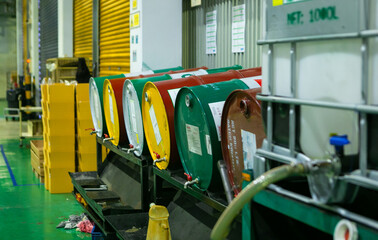 The cutting oil tank for supply to machine in the manufacture. The lubricant storage in the factory.